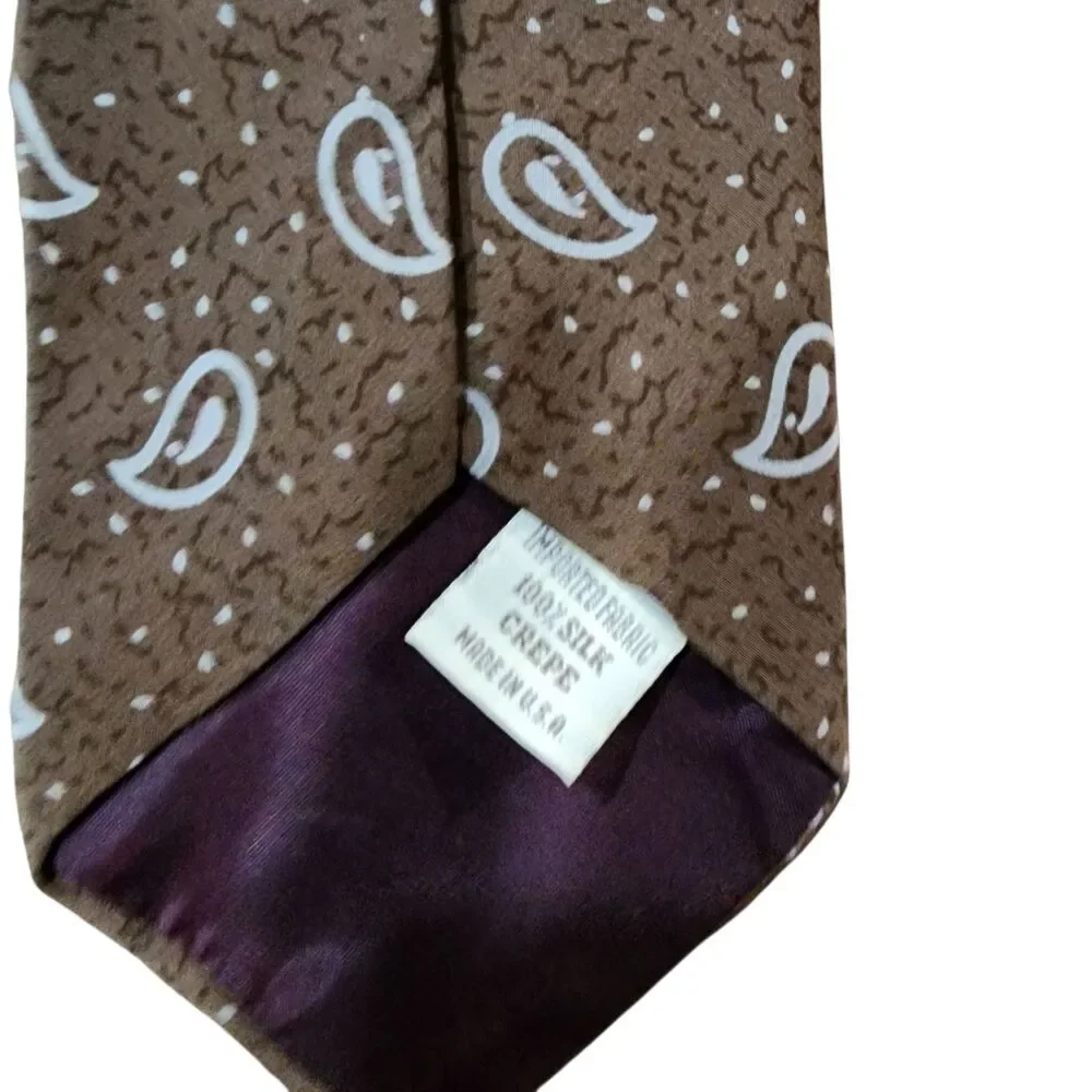 Yves‎ Saint Laurent Neckwear Vintage Paisley Silk Mens Tie Retro 70s Classic